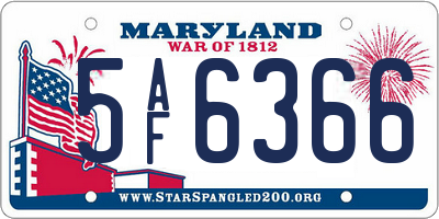 MD license plate 5AF6366