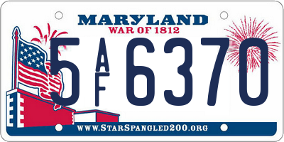 MD license plate 5AF6370