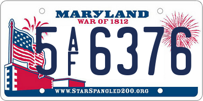 MD license plate 5AF6376