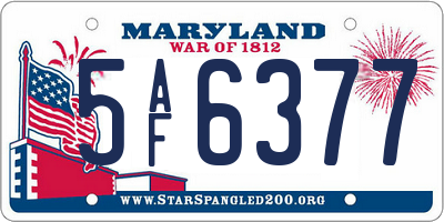 MD license plate 5AF6377