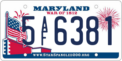 MD license plate 5AF6381