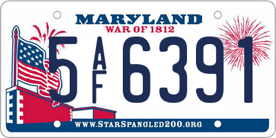 MD license plate 5AF6391