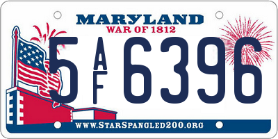 MD license plate 5AF6396