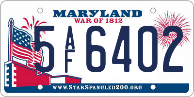 MD license plate 5AF6402