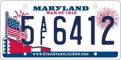 MD license plate 5AF6412