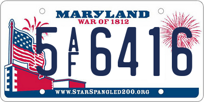 MD license plate 5AF6416
