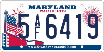 MD license plate 5AF6419
