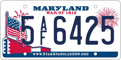 MD license plate 5AF6425