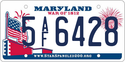MD license plate 5AF6428
