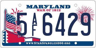 MD license plate 5AF6429