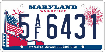 MD license plate 5AF6431