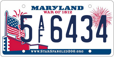 MD license plate 5AF6434