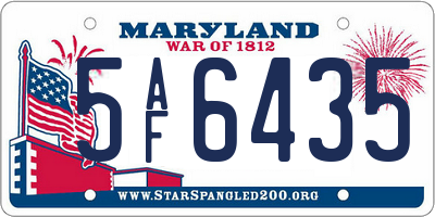 MD license plate 5AF6435