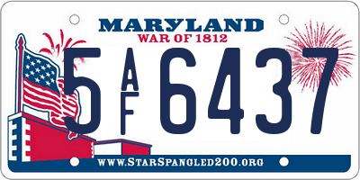 MD license plate 5AF6437