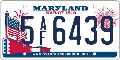 MD license plate 5AF6439