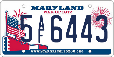 MD license plate 5AF6443