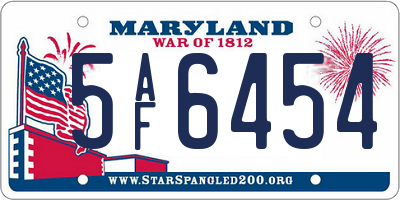 MD license plate 5AF6454