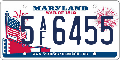 MD license plate 5AF6455