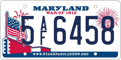MD license plate 5AF6458