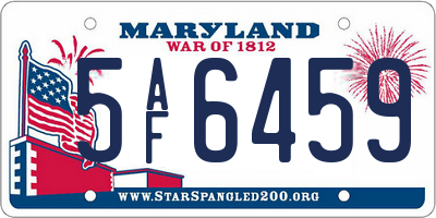 MD license plate 5AF6459
