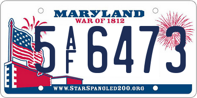 MD license plate 5AF6473