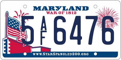 MD license plate 5AF6476