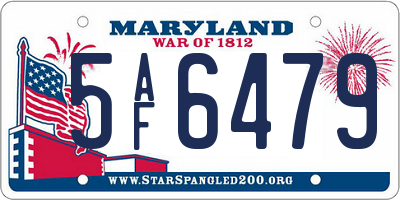 MD license plate 5AF6479