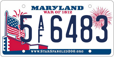 MD license plate 5AF6483