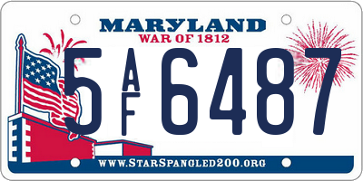 MD license plate 5AF6487