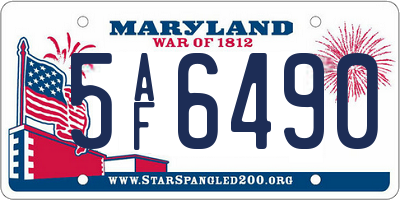 MD license plate 5AF6490