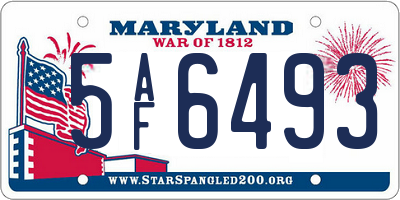 MD license plate 5AF6493