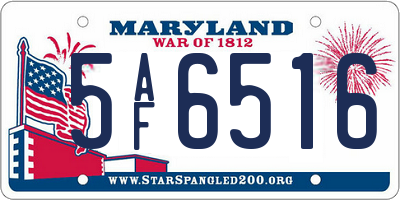 MD license plate 5AF6516