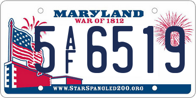 MD license plate 5AF6519