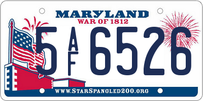 MD license plate 5AF6526