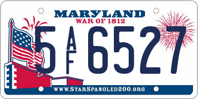 MD license plate 5AF6527