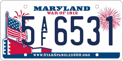 MD license plate 5AF6531