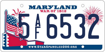 MD license plate 5AF6532