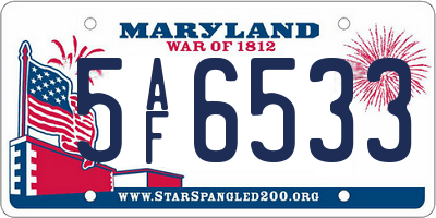 MD license plate 5AF6533