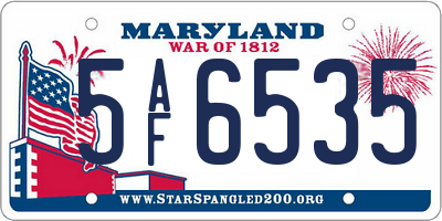 MD license plate 5AF6535