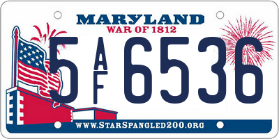 MD license plate 5AF6536