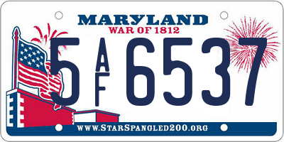 MD license plate 5AF6537