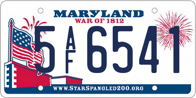 MD license plate 5AF6541