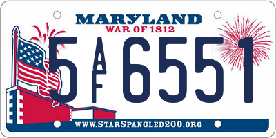 MD license plate 5AF6551