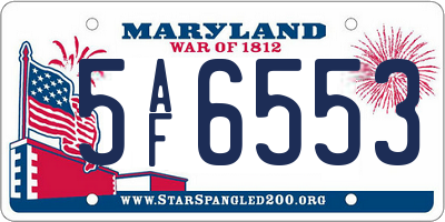 MD license plate 5AF6553