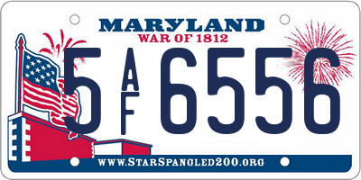 MD license plate 5AF6556