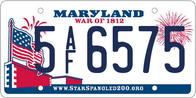 MD license plate 5AF6575