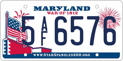 MD license plate 5AF6576