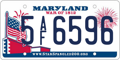 MD license plate 5AF6596