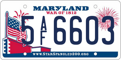 MD license plate 5AF6603