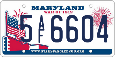 MD license plate 5AF6604